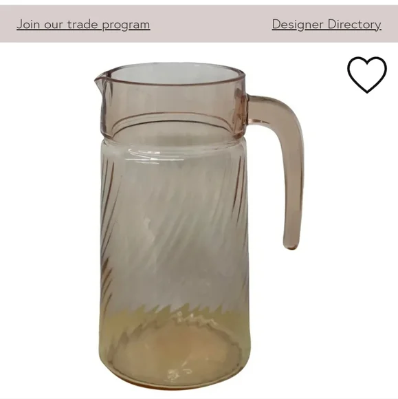RARE Antique Vintage French Pink Depression Glass Pitcher